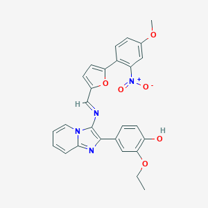 2-Ethoxy-4-(3-{[(5-{2-nitro-4-methoxyphenyl}-2-furyl)methylene]amino}imidazo[1,2-a]pyridin-2-yl)phenol