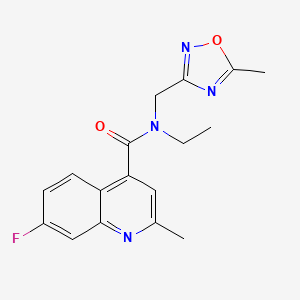 molecular formula C17H17FN4O2 B4039724 N-ethyl-7-fluoro-2-methyl-N-[(5-methyl-1,2,4-oxadiazol-3-yl)methyl]quinoline-4-carboxamide 