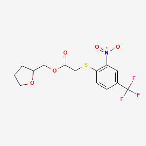 molecular formula C14H14F3NO5S B4039800 Oxolan-2-ylmethyl 2-[2-nitro-4-(trifluoromethyl)phenyl]sulfanylacetate 