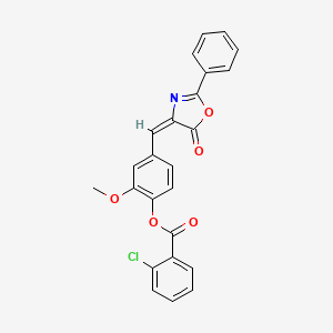 molecular formula C24H16ClNO5 B4039855 2-methoxy-4-[(5-oxo-2-phenyl-1,3-oxazol-4(5H)-ylidene)methyl]phenyl 2-chlorobenzoate 