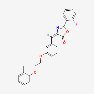 molecular formula C25H20FNO4 B4039984 (4E)-2-(2-fluorophenyl)-4-[[3-[2-(2-methylphenoxy)ethoxy]phenyl]methylidene]-1,3-oxazol-5-one 