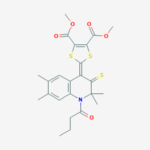 Dimethyl 2-(1-butanoyl-2,2,6,7-tetramethyl-3-sulfanylidenequinolin-4-ylidene)-1,3-dithiole-4,5-dicarboxylate