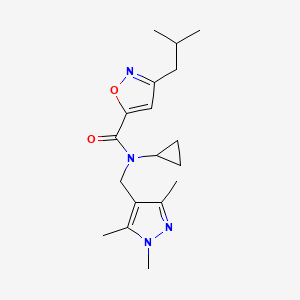 molecular formula C18H26N4O2 B4040040 N-cyclopropyl-3-isobutyl-N-[(1,3,5-trimethyl-1H-pyrazol-4-yl)methyl]isoxazole-5-carboxamide 