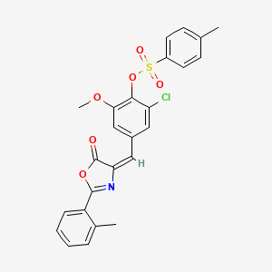 [2-chloro-6-methoxy-4-[(E)-[2-(2-methylphenyl)-5-oxo-1,3-oxazol-4-ylidene]methyl]phenyl] 4-methylbenzenesulfonate