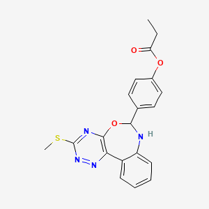 molecular formula C20H18N4O3S B4040085 4-[3-(Methylsulfanyl)-6,7-dihydro[1,2,4]triazino[5,6-D][3,1]benzoxazepin-6-YL]phenyl propionate 