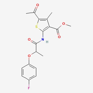 molecular formula C18H18FNO5S B4040097 5-乙酰基-2-{[2-(4-氟苯氧基)丙酰基]氨基}-4-甲基-3-噻吩甲酸甲酯 