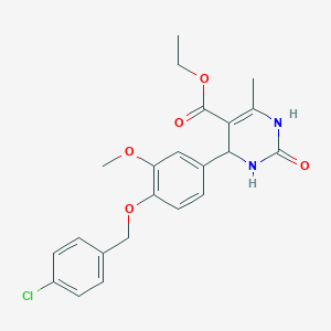 molecular formula C22H23ClN2O5 B4040146 4-{4-[(4-氯苄基)氧基]-3-甲氧基苯基}-6-甲基-2-氧代-1,2,3,4-四氢-5-嘧啶甲酸乙酯 