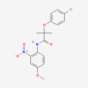 molecular formula C17H17ClN2O5 B4040150 2-(4-chlorophenoxy)-N-(4-methoxy-2-nitrophenyl)-2-methylpropanamide 