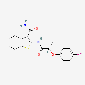 molecular formula C18H19FN2O3S B4040266 2-{[2-(4-氟苯氧基)丙酰]氨基}-4,5,6,7-四氢-1-苯并噻吩-3-甲酰胺 