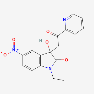 1-ethyl-3-hydroxy-5-nitro-3-[2-oxo-2-(2-pyridinyl)ethyl]-1,3-dihydro-2H-indol-2-one