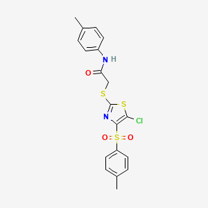 molecular formula C19H17ClN2O3S3 B4040291 2-[[5-chloro-4-(4-methylphenyl)sulfonyl-1,3-thiazol-2-yl]sulfanyl]-N-(4-methylphenyl)acetamide 