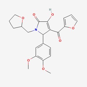 molecular formula C22H23NO7 B4040478 5-(3,4-dimethoxyphenyl)-4-(2-furoyl)-3-hydroxy-1-(tetrahydro-2-furanylmethyl)-1,5-dihydro-2H-pyrrol-2-one 