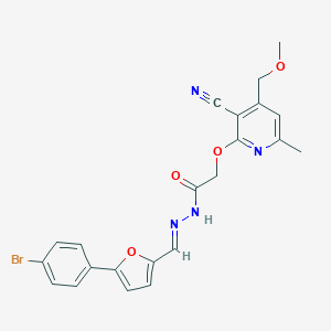 molecular formula C22H19BrN4O4 B404049 N'-{[5-(4-bromophenyl)-2-furyl]methylene}-2-{[3-cyano-4-(methoxymethyl)-6-methyl-2-pyridinyl]oxy}acetohydrazide 
