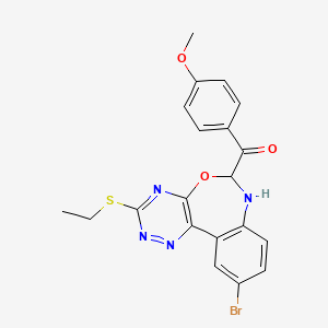 molecular formula C20H17BrN4O3S B4040542 [10-Bromo-3-(ethylsulfanyl)-6,7-dihydro[1,2,4]triazino[5,6-D][3,1]benzoxazepin-6-YL](4-methoxyphenyl)methanone 