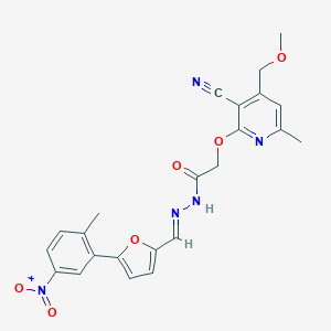 molecular formula C23H21N5O6 B404055 2-{[3-cyano-4-(methoxymethyl)-6-methyl-2-pyridinyl]oxy}-N'-[(5-{5-nitro-2-methylphenyl}-2-furyl)methylene]acetohydrazide 