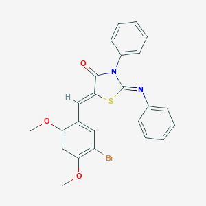 molecular formula C24H19BrN2O3S B404056 5-(5-Bromo-2,4-dimethoxybenzylidene)-3-phenyl-2-(phenylimino)-1,3-thiazolidin-4-one 