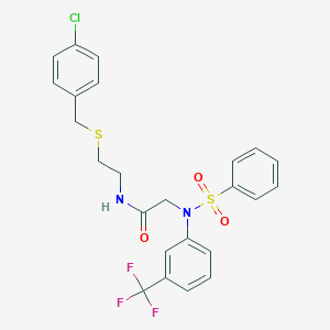 N-{2-[(4-chlorobenzyl)sulfanyl]ethyl}-2-[(phenylsulfonyl)-3-(trifluoromethyl)anilino]acetamide