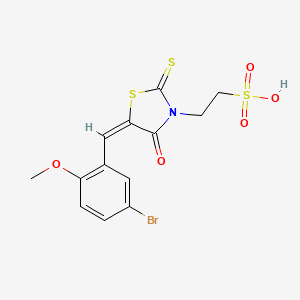 2-[(5E)-5-[(5-bromo-2-methoxyphenyl)methylidene]-4-oxo-2-sulfanylidene-1,3-thiazolidin-3-yl]ethanesulfonic acid