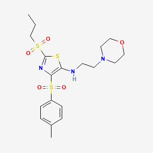 molecular formula C19H27N3O5S3 B4040680 4-[(4-methylphenyl)sulfonyl]-5-[(2-morpholin-4-ylethyl)amino]-2-(propylsulfony l)-1,3-thiazole 