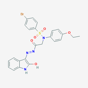 4-bromo-N-(4-ethoxyphenyl)-N-{2-oxo-2-[(2Z)-2-(2-oxo-1,2-dihydro-3H-indol-3-ylidene)hydrazinyl]ethyl}benzenesulfonamide (non-preferred name)