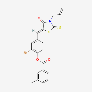 [2-bromo-4-[(Z)-(4-oxo-3-prop-2-enyl-2-sulfanylidene-1,3-thiazolidin-5-ylidene)methyl]phenyl] 3-methylbenzoate