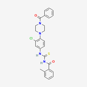 molecular formula C26H25ClN4O2S B4040756 N-({[4-(4-benzoyl-1-piperazinyl)-3-chlorophenyl]amino}carbonothioyl)-2-methylbenzamide 