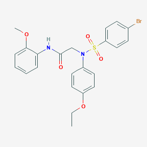 molecular formula C23H23BrN2O5S B404078 2-{[(4-bromophenyl)sulfonyl]-4-ethoxyanilino}-N-(2-methoxyphenyl)acetamide 