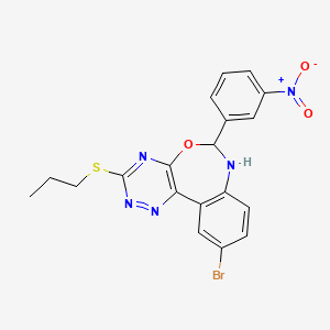 molecular formula C19H16BrN5O3S B4040793 10-溴-6-(3-硝基苯基)-3-(丙基硫代)-6,7-二氢[1,2,4]三嗪并[5,6-d][3,1]苯并恶杂环己烯 