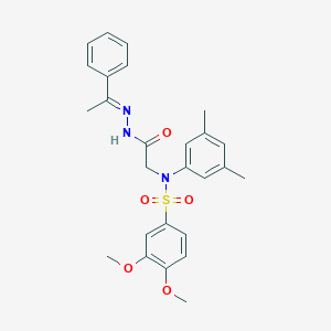 molecular formula C26H29N3O5S B404080 N-(3,5-dimethylphenyl)-3,4-dimethoxy-N-{2-oxo-2-[2-(1-phenylethylidene)hydrazino]ethyl}benzenesulfonamide 