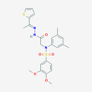 molecular formula C24H27N3O5S2 B404081 N-(3,5-dimethylphenyl)-3,4-dimethoxy-N-(2-oxo-2-{2-[1-(2-thienyl)ethylidene]hydrazino}ethyl)benzenesulfonamide 