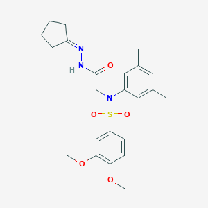 molecular formula C23H29N3O5S B404082 N-[2-(2-cyclopentylidenehydrazino)-2-oxoethyl]-N-(3,5-dimethylphenyl)-3,4-bis(methyloxy)benzenesulfonamide 