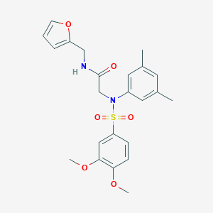 molecular formula C23H26N2O6S B404085 2-{[(3,4-dimethoxyphenyl)sulfonyl]-3,5-dimethylanilino}-N-(2-furylmethyl)acetamide 