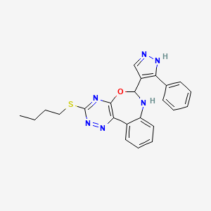 molecular formula C23H22N6OS B4040862 3-(Butylsulfanyl)-6-(3-phenyl-1H-pyrazol-4-YL)-6,7-dihydro[1,2,4]triazino[5,6-D][3,1]benzoxazepine 