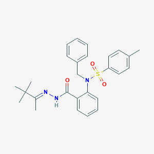 molecular formula C27H31N3O3S B404087 N-benzyl-4-methyl-N-(2-{[2-(1,2,2-trimethylpropylidene)hydrazino]carbonyl}phenyl)benzenesulfonamide 