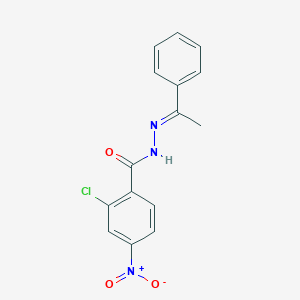 molecular formula C15H12ClN3O3 B404093 2-chloro-4-nitro-N'-(1-phenylethylidene)benzohydrazide 