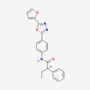 molecular formula C22H19N3O3 B4040963 N-{4-[5-(furan-2-yl)-1,3,4-oxadiazol-2-yl]phenyl}-2-phenylbutanamide 