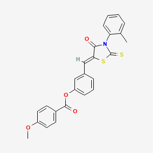 molecular formula C25H19NO4S2 B4041056 3-{[3-(2-甲苯基)-4-氧代-2-硫代-1,3-噻唑烷-5-亚烷基]甲基}苯基 4-甲氧基苯甲酸酯 