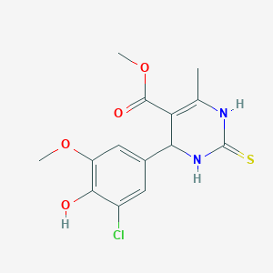 molecular formula C14H15ClN2O4S B4041074 methyl 4-(3-chloro-4-hydroxy-5-methoxyphenyl)-6-methyl-2-thioxo-1,2,3,4-tetrahydro-5-pyrimidinecarboxylate 