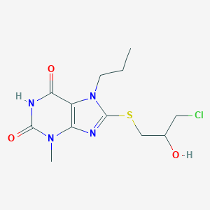 molecular formula C12H17ClN4O3S B404108 8-[(3-chloro-2-hydroxypropyl)sulfanyl]-3-methyl-7-propyl-3,7-dihydro-1H-purine-2,6-dione CAS No. 331751-79-2