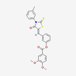 molecular formula C26H21NO5S2 B4041091 3-{[3-(3-甲基苯基)-4-氧代-2-硫代-1,3-噻唑烷-5-亚甲基]甲基}苯基 3,4-二甲氧基苯甲酸酯 