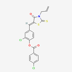 [2-chloro-4-[(Z)-(4-oxo-3-prop-2-enyl-2-sulfanylidene-1,3-thiazolidin-5-ylidene)methyl]phenyl] 4-chlorobenzoate