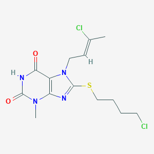 molecular formula C14H18Cl2N4O2S B404111 7-(3-chloro-2-butenyl)-8-[(4-chlorobutyl)sulfanyl]-3-methyl-3,7-dihydro-1H-purine-2,6-dione CAS No. 1404306-95-1