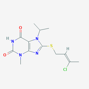 8-[(3-chloro-2-butenyl)sulfanyl]-7-isopropyl-3-methyl-3,7-dihydro-1H-purine-2,6-dione