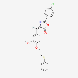 molecular formula C25H20ClNO4S B4041135 (4E)-2-(4-chlorophenyl)-4-[[3-methoxy-4-(2-phenylsulfanylethoxy)phenyl]methylidene]-1,3-oxazol-5-one 