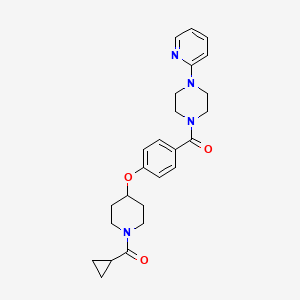 molecular formula C25H30N4O3 B4041200 1-(4-{[1-(cyclopropylcarbonyl)-4-piperidinyl]oxy}benzoyl)-4-(2-pyridinyl)piperazine 