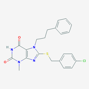 8-[(4-chlorobenzyl)sulfanyl]-3-methyl-7-(3-phenylpropyl)-3,7-dihydro-1H-purine-2,6-dione