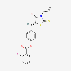 molecular formula C20H14FNO3S2 B4041404 4-[(3-烯丙基-4-氧代-2-硫代-1,3-噻唑烷-5-亚甲基)甲基]苯基 2-氟苯甲酸酯 