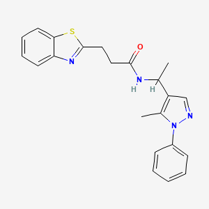 molecular formula C22H22N4OS B4041492 3-(1,3-benzothiazol-2-yl)-N-[1-(5-methyl-1-phenyl-1H-pyrazol-4-yl)ethyl]propanamide 