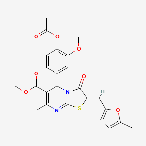 molecular formula C24H22N2O7S B4041626 methyl 5-[4-(acetyloxy)-3-methoxyphenyl]-7-methyl-2-[(5-methyl-2-furyl)methylene]-3-oxo-2,3-dihydro-5H-[1,3]thiazolo[3,2-a]pyrimidine-6-carboxylate 