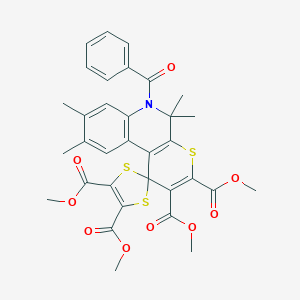 molecular formula C33H31NO9S3 B404163 Tetramethyl 6'-benzoyl-5',5',8',9'-tetramethyl-5',6'-dihydrospiro[1,3-dithiole-2,1'-thiopyrano[2,3-c]quinoline]-2',3',4,5-tetracarboxylate 